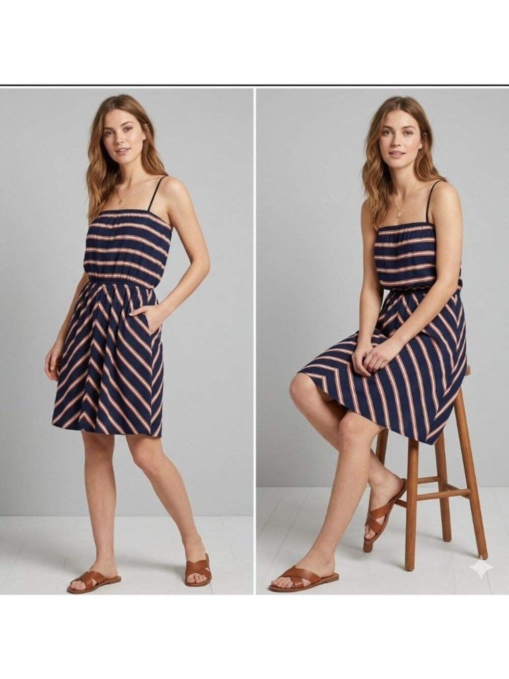 Gap Dress Size XS Navy Pink Chevron Stripe Pattern Sleeveless Strapless